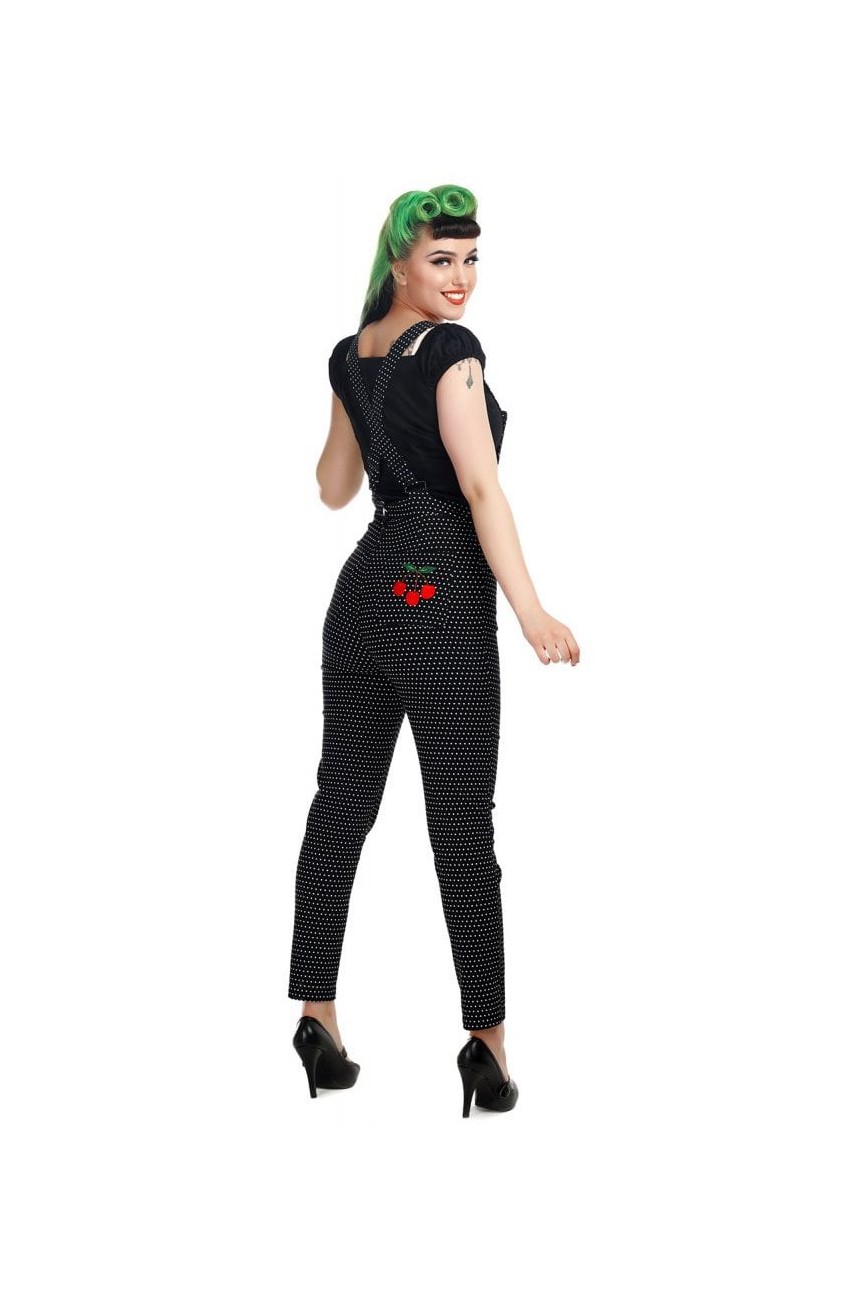 Salopette a pois pin up taille haute