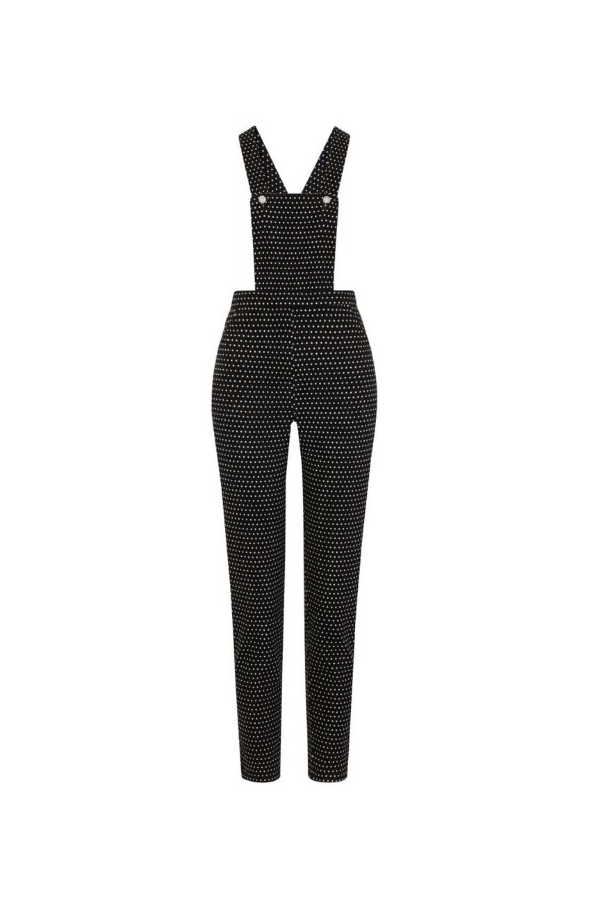 Salopette a pois vintage taille haute