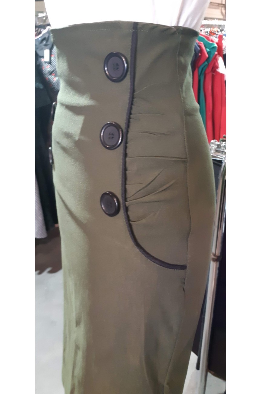 Jupe fourreau kaki pin-up militaire