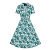 Robe vintage bleue motif tropical