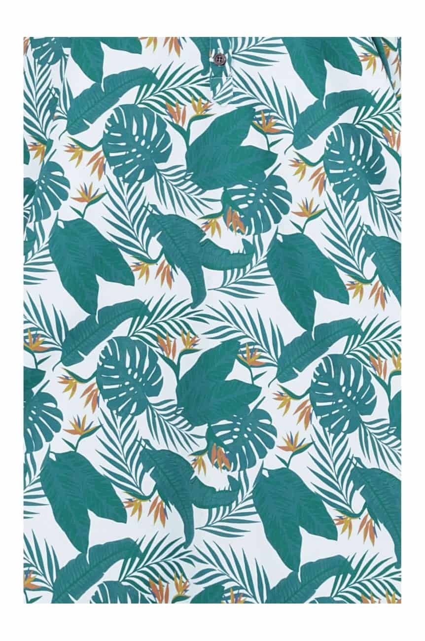 Robe vintage bleue motif tropical