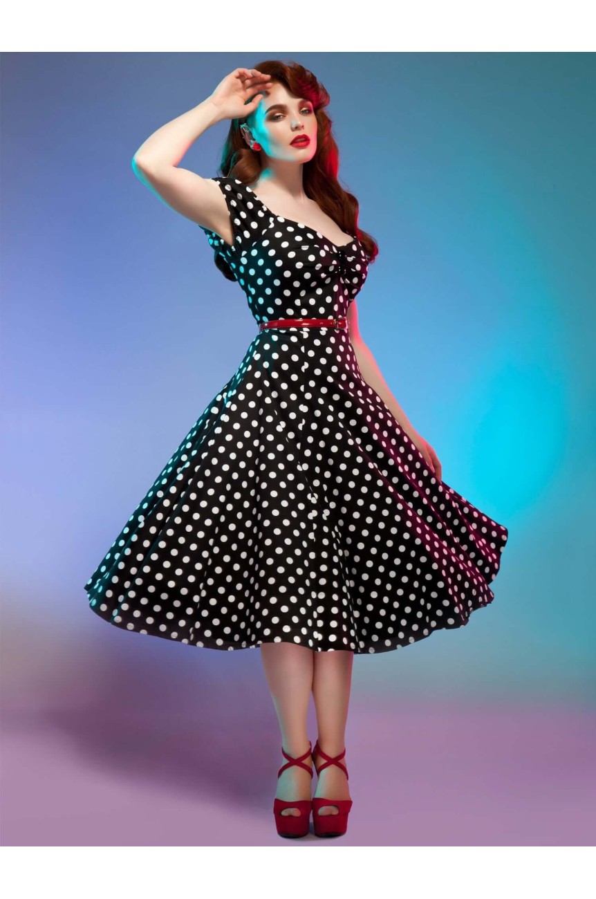 Robe pinup a pois noie et blancDolores collectif france