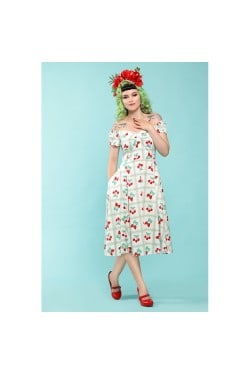 Robe Pin-up blanches fraises et cerises