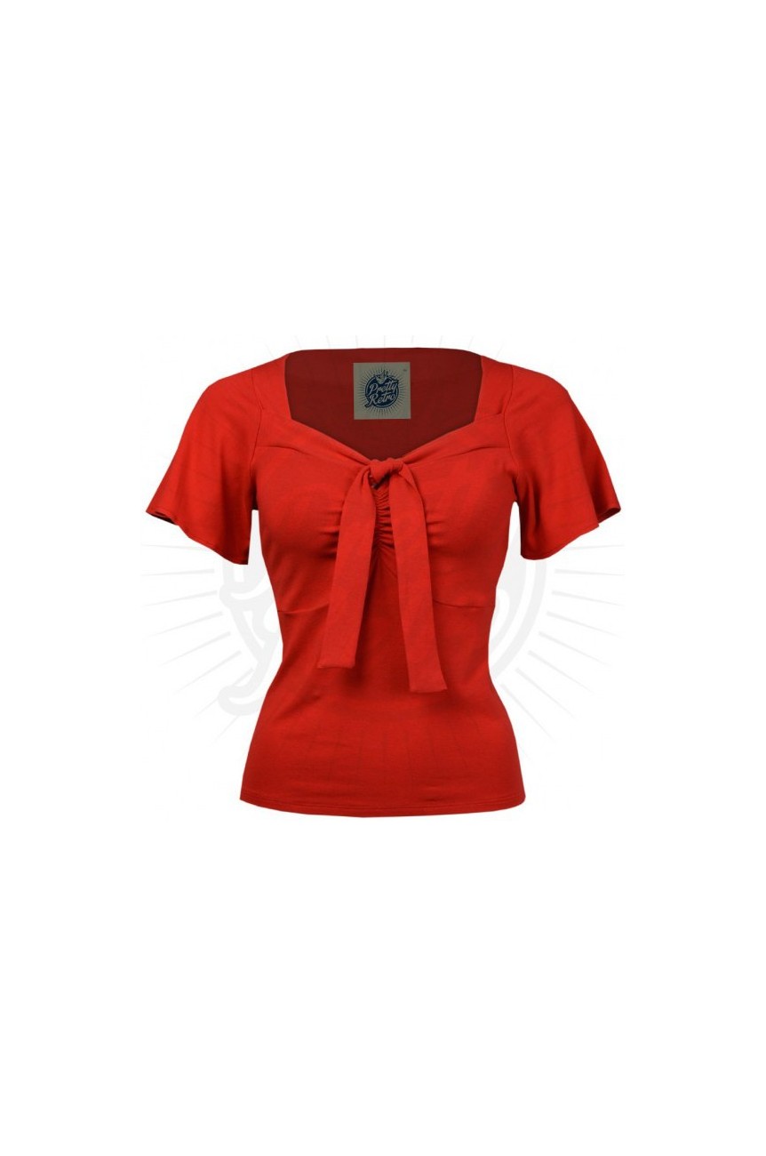 Haut vintage rouge avec noeud
