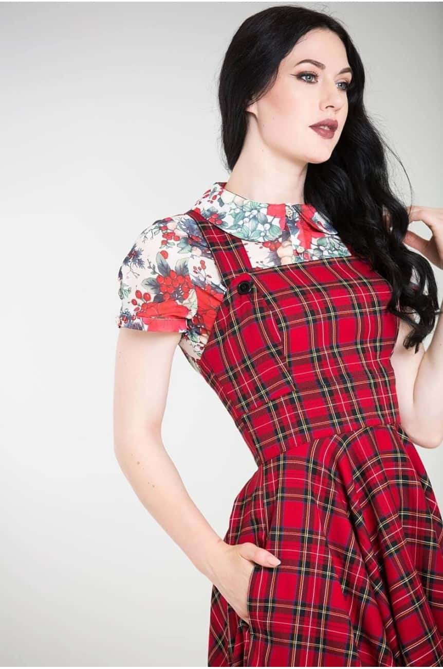 Robe vintage écossais rouge