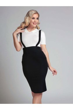 Jupe crayon taille haute a bretelles
