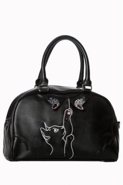 Sac à main noir chat