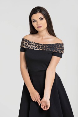 Haut rockabilly leopard décolleté bateau