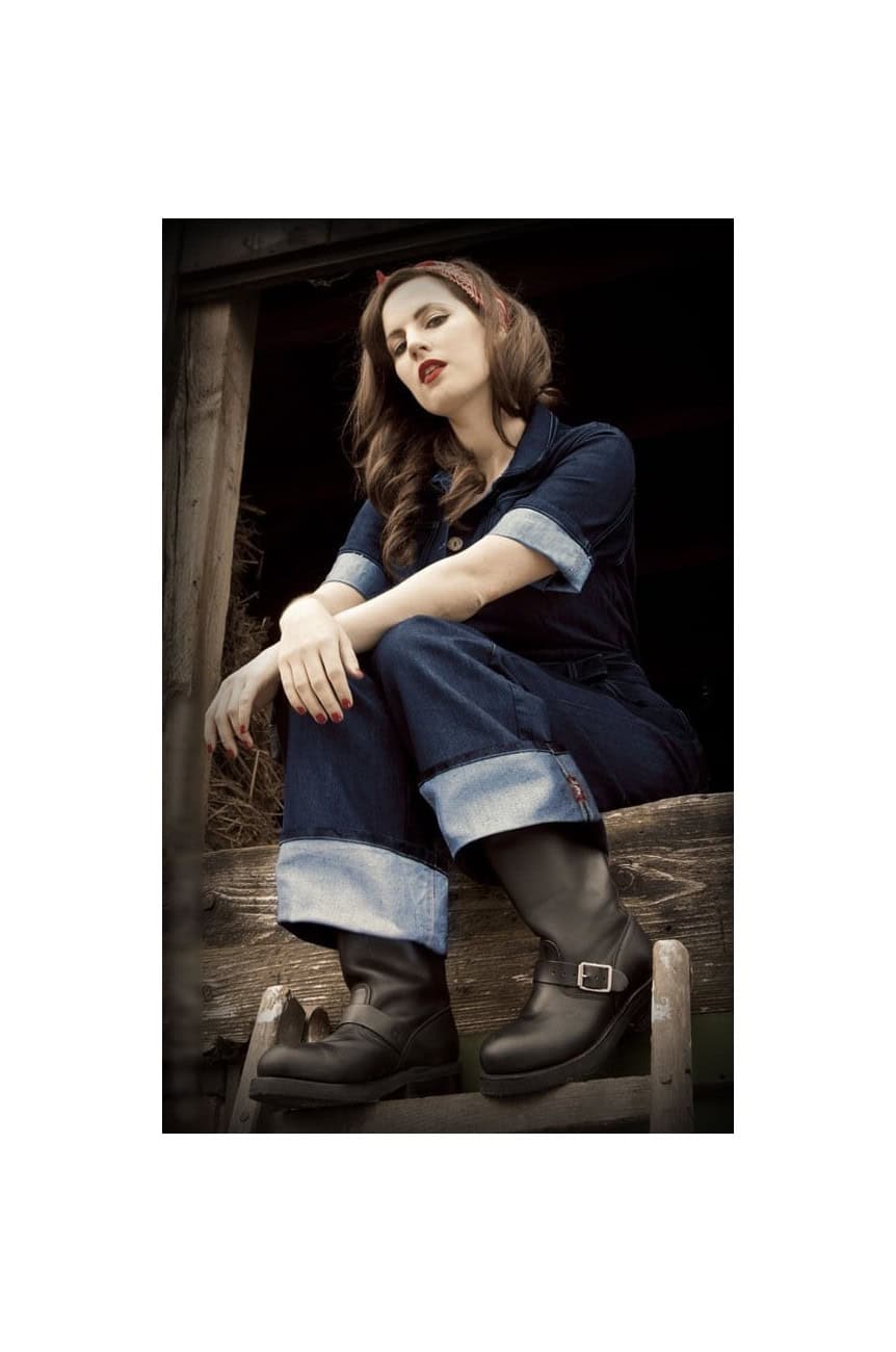 Combinaison rockabilly en jean femme