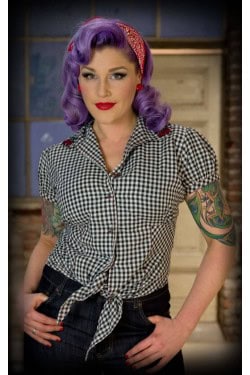 Blouse vichy noir et blanc rockabilly