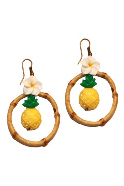 Boucles d' oreille ananas et bambou