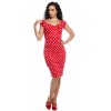 Robe fourreau vintage rouge a pois blanc