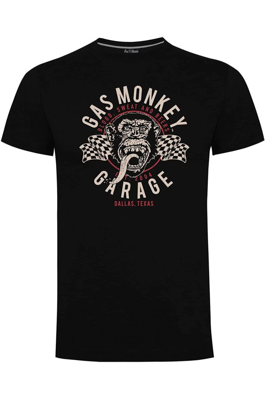 Gas Monkey Garage - T-Shirt Homme Manches Courtes Noir - Coupe Regular - Impression Détaillée