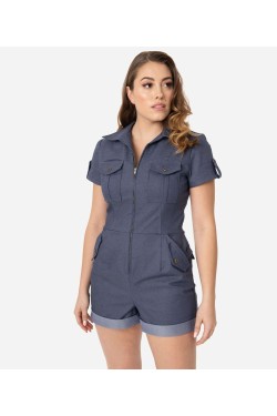 Combishort en jean leger