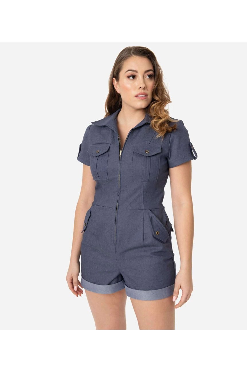 Combishort en jean leger