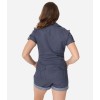 Combishort en jean bleu