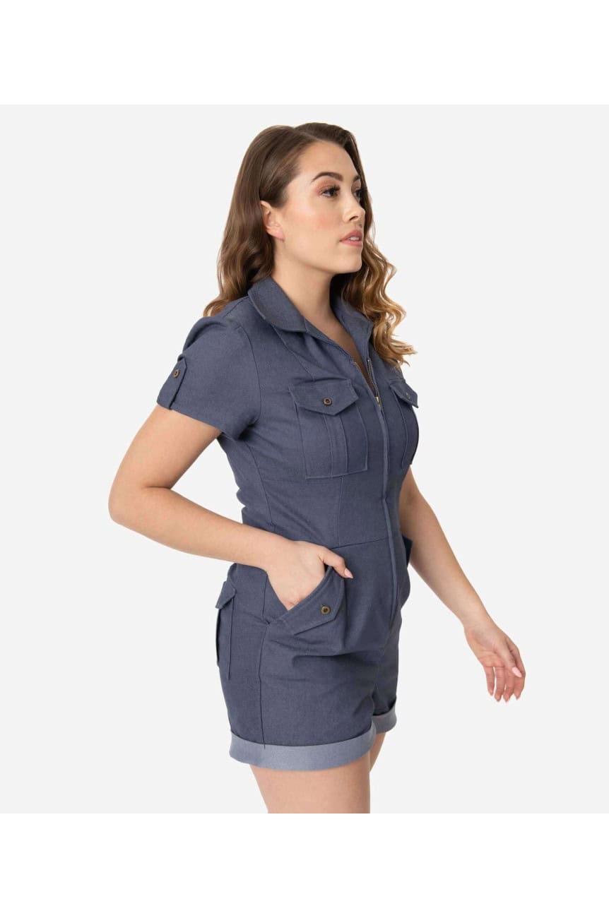 Combishort en jean retro