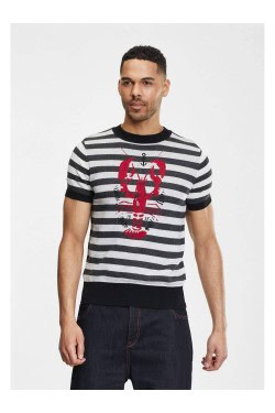 Pull vintage rayé homme