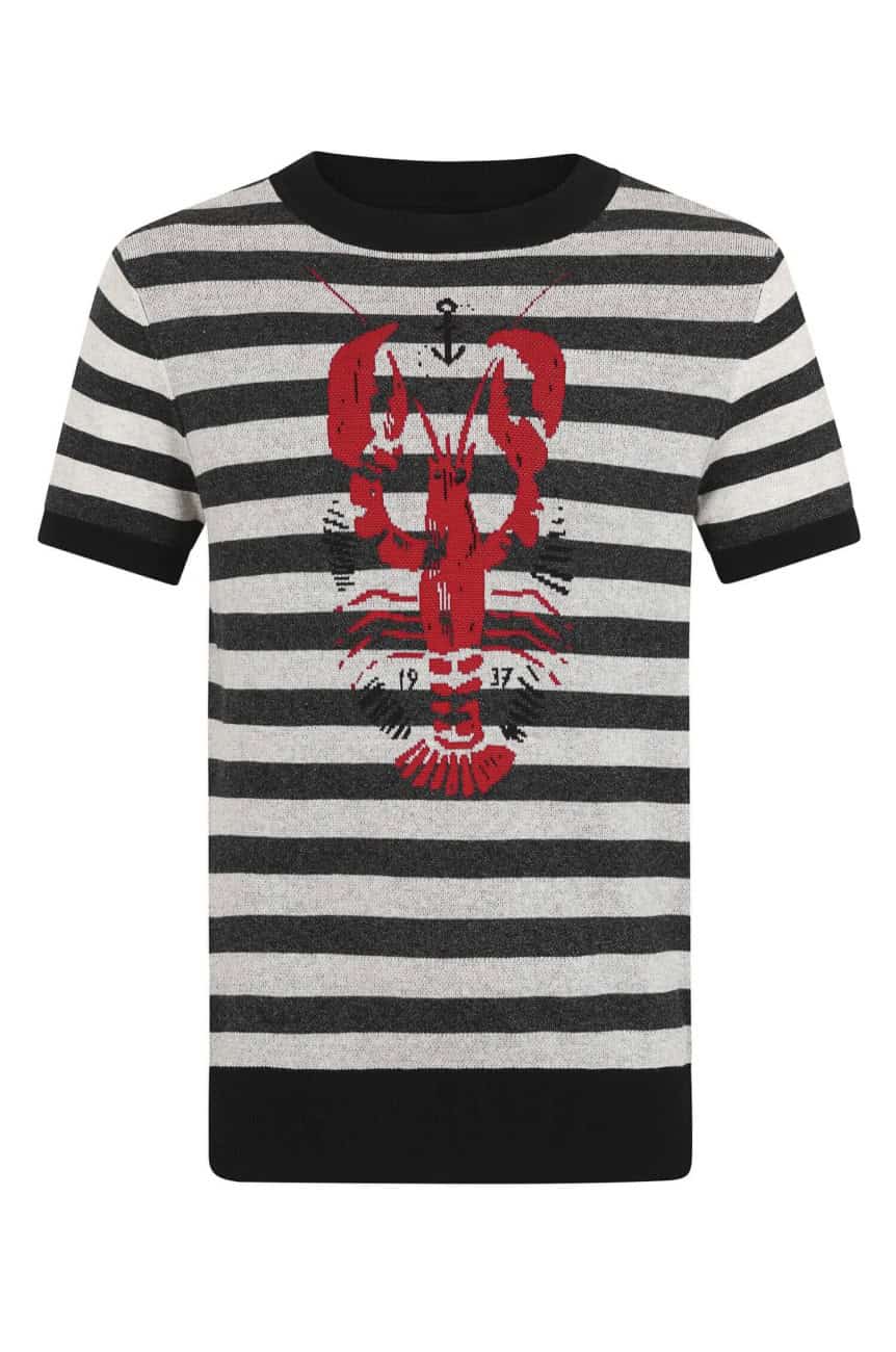 Pull marin rayé marine et écru en laine vierge pour homme | Le Minor