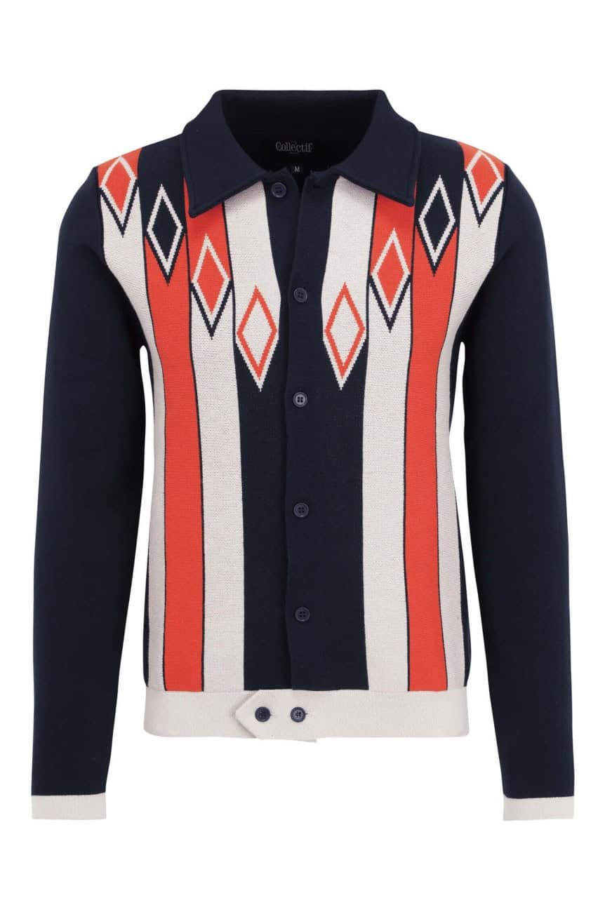 Cardigan homme vintage bleu