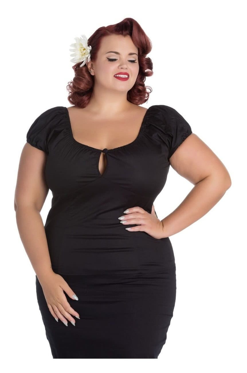 Haut rétro noir Hell Bunny grande taille