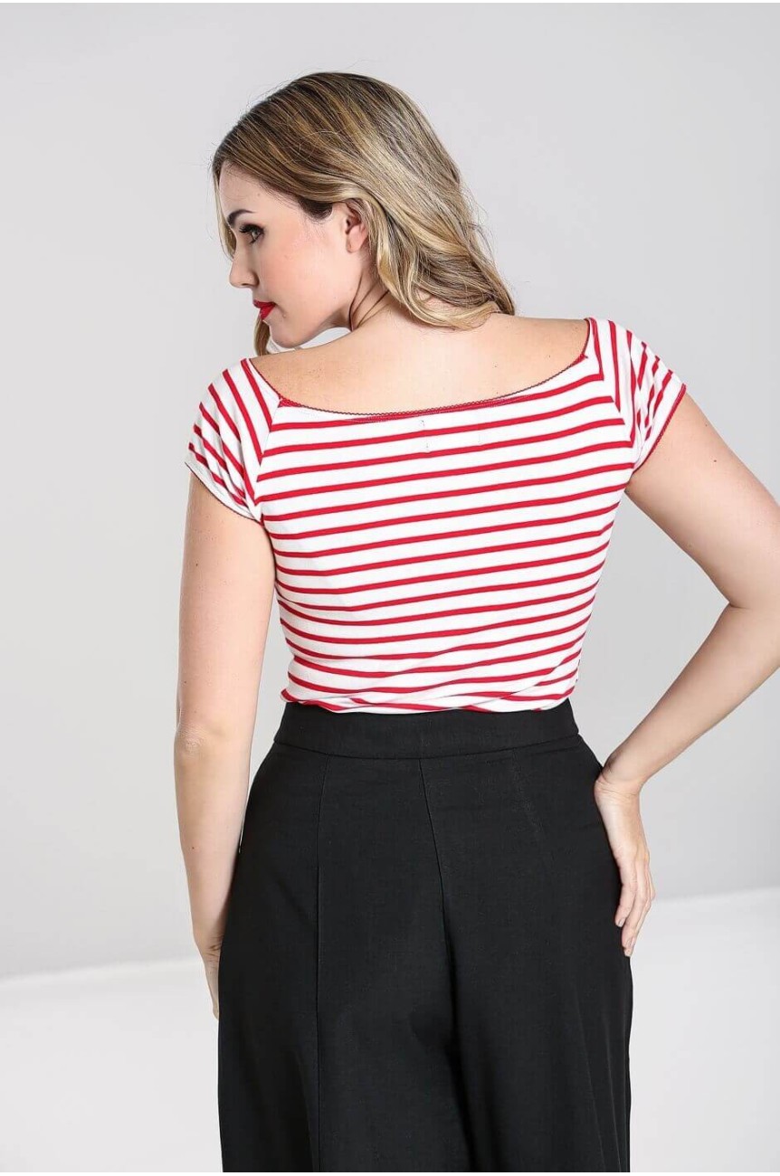 Haut rayé rouge style année50 pin up