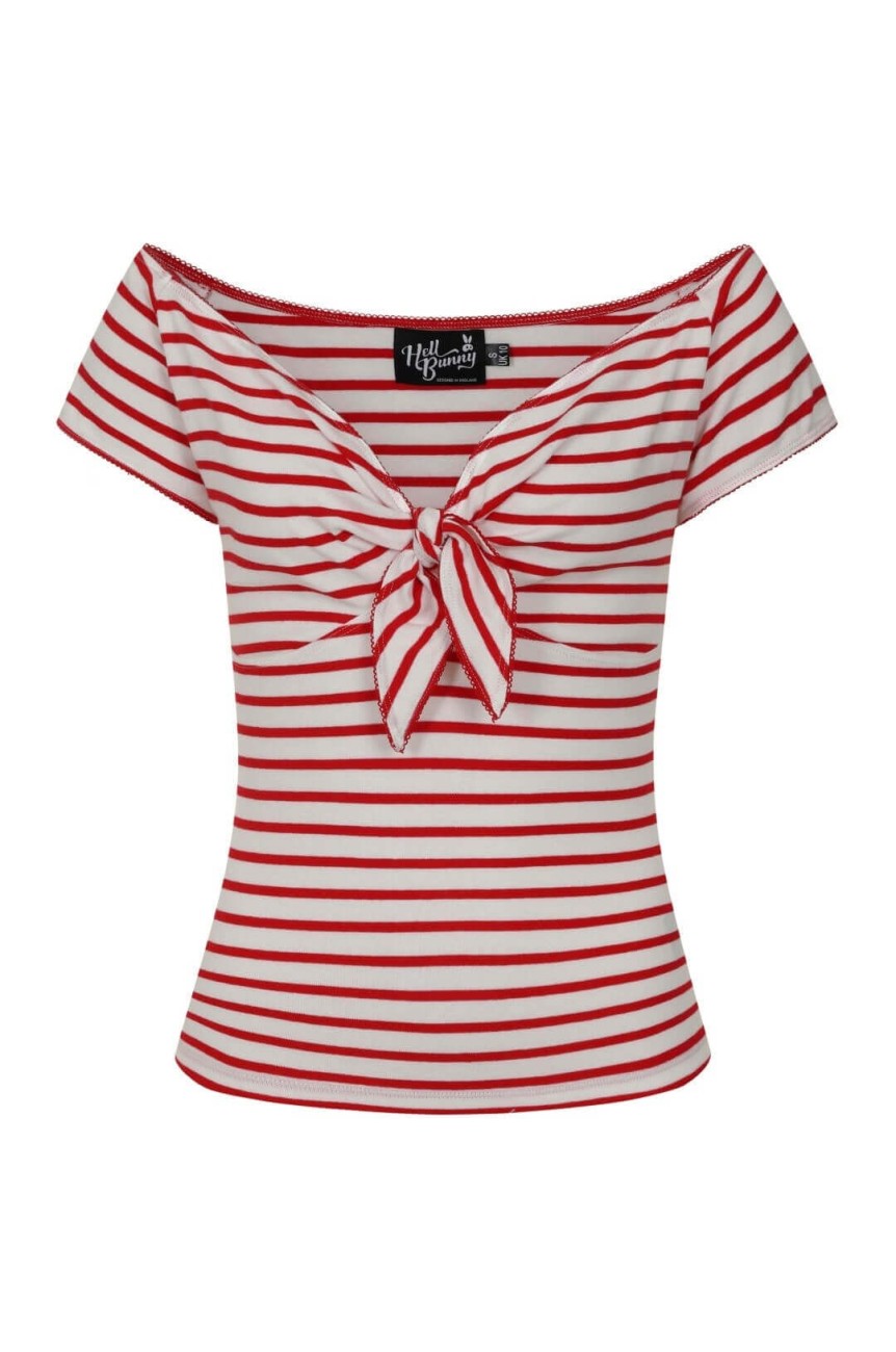 Haut rayé rouge style année50 pin up