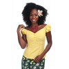 Top vintage jaune col bateau