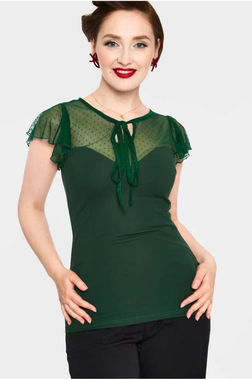 Haut mousseline vintage vert