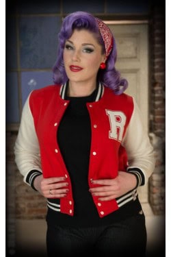 Veste college teddy rockabilly rouge