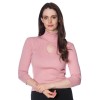 Tricot col roulé rose