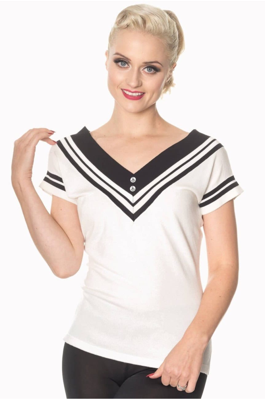 Haut sailor décolleté en V
