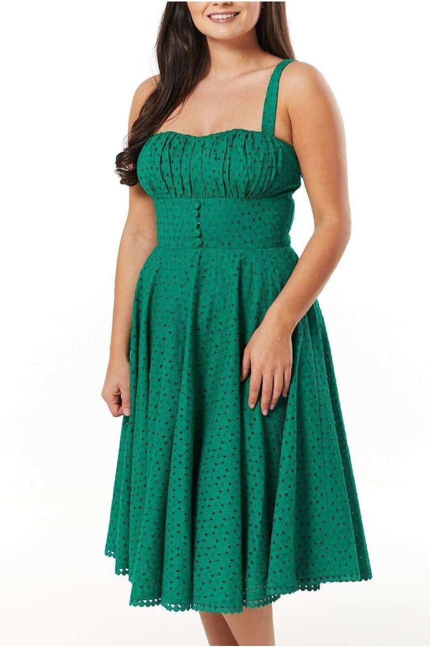 Robe vintage verte coton bio Timeless