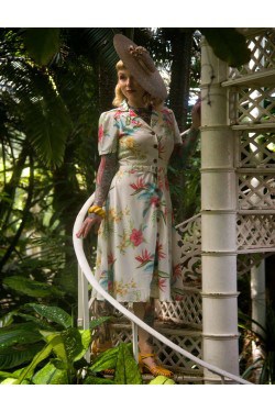 Robe chemise ecrue florale