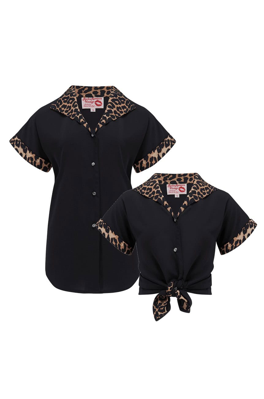 Blouse rockabilly leopard