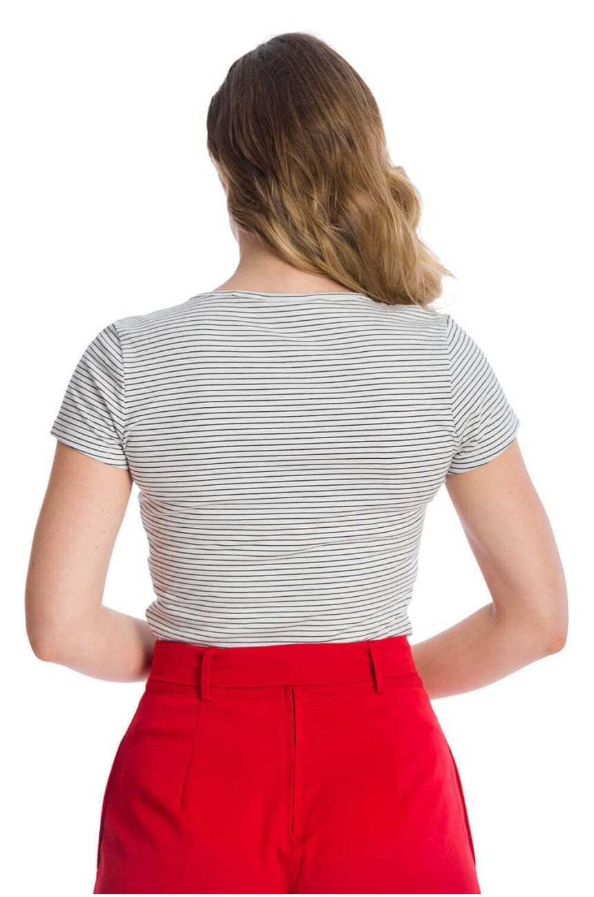 Haut rétro rayé blanc et gris
