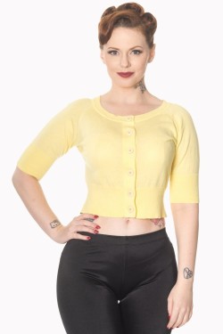 Cardigan jaune manches 3/4