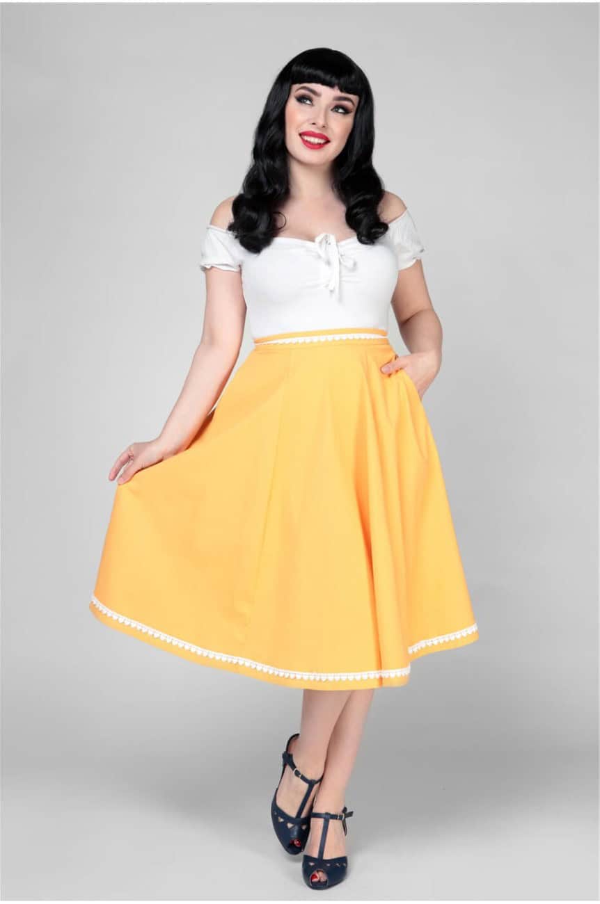 jupe retro evasée orange