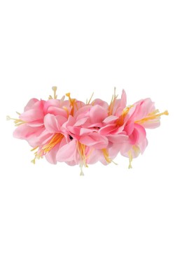 Barrette fleur rose allongée