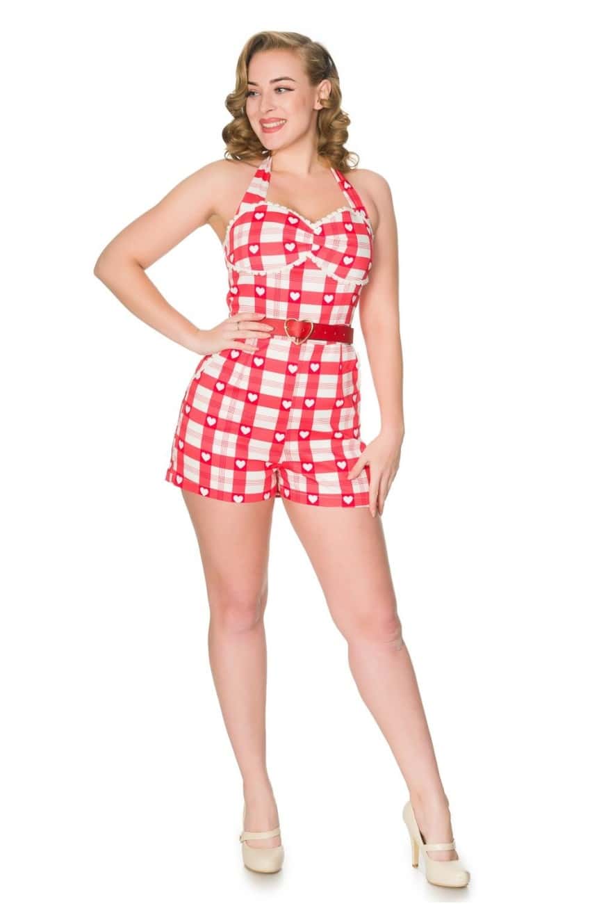 Combishort pin-up a carreaux rouge