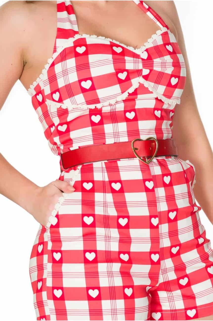 Combishort vintage a carreaux rouge 