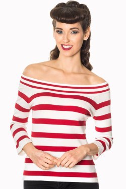 Haut années 50 rayé rouge