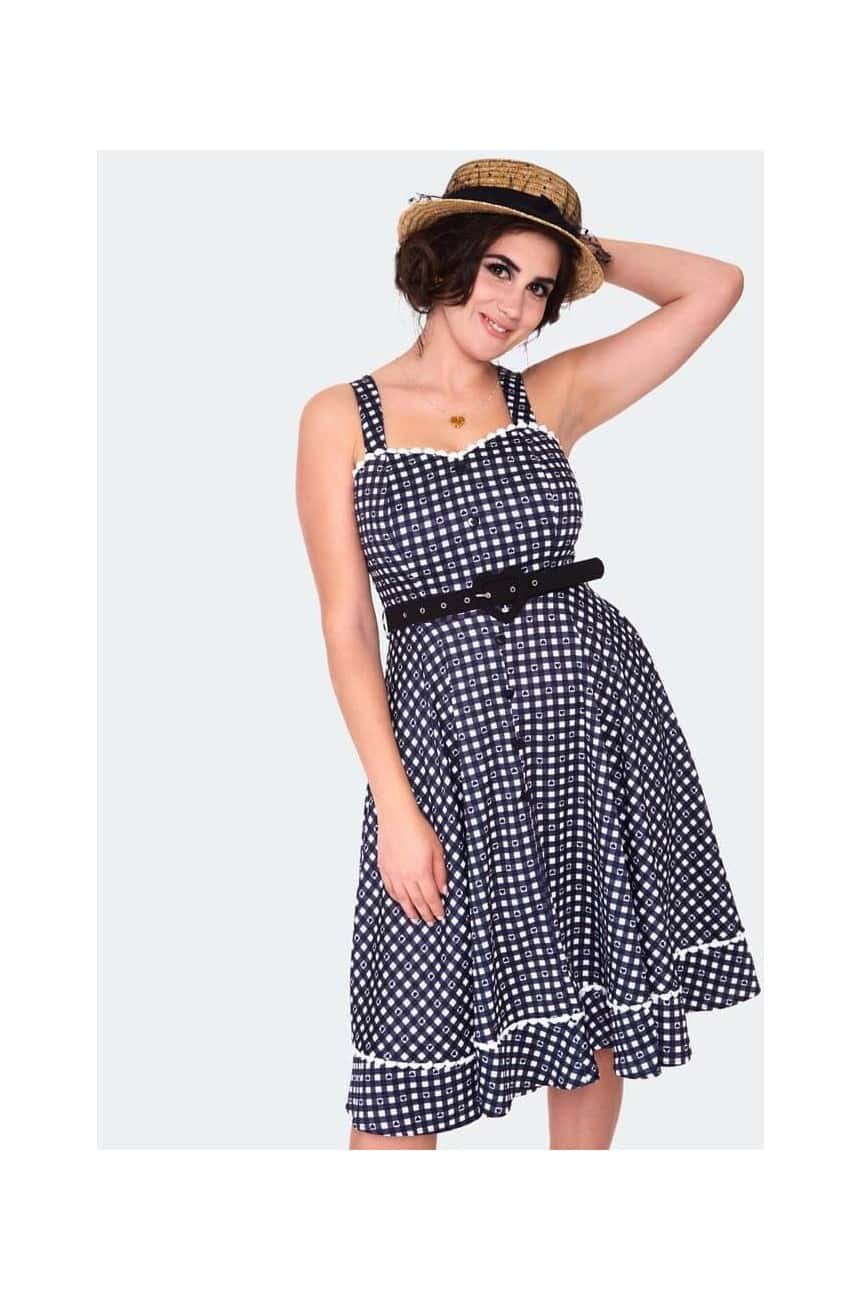 Robe a bretelles vichy noir