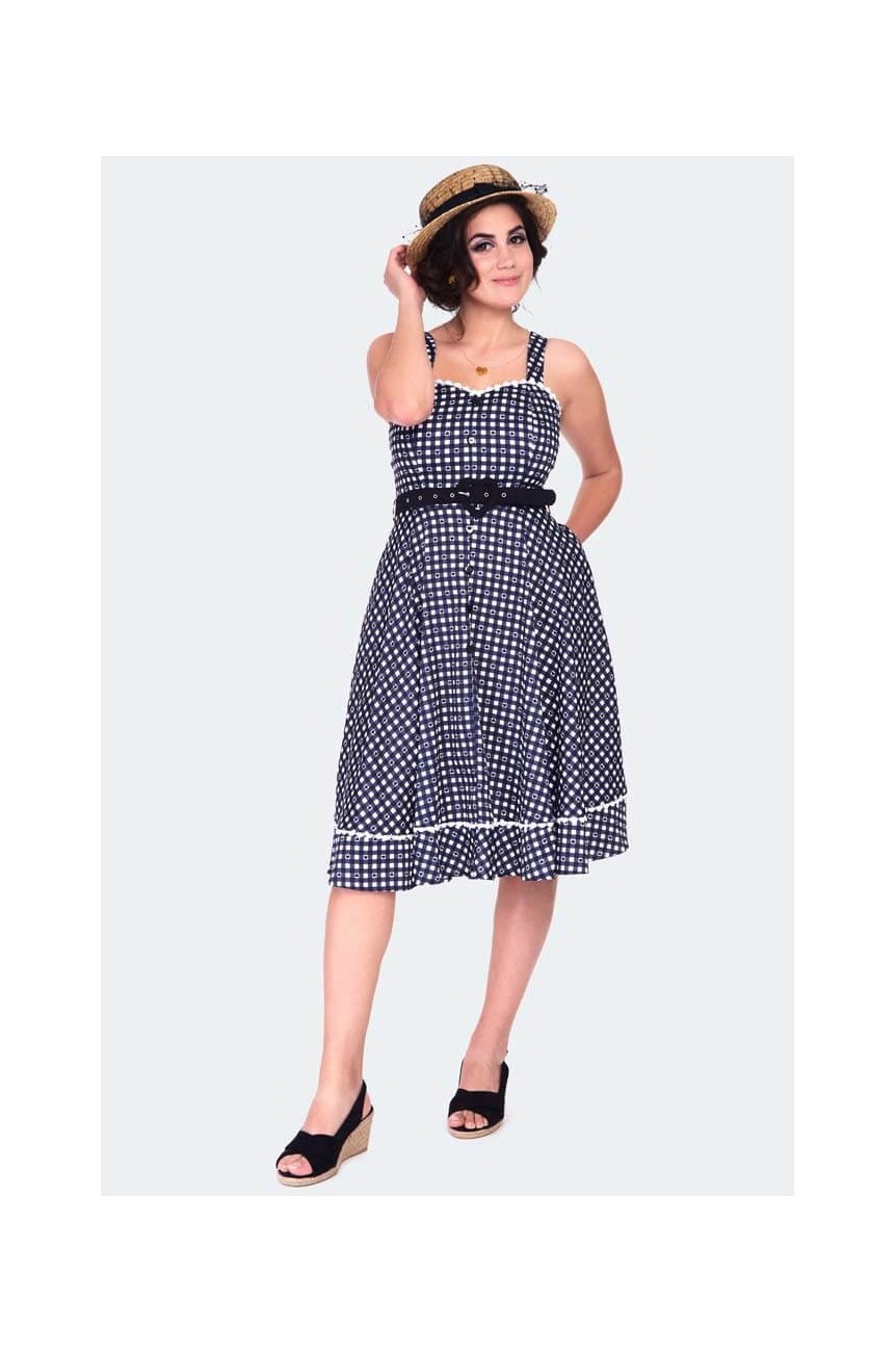 Robe annees 50 vichy noir
