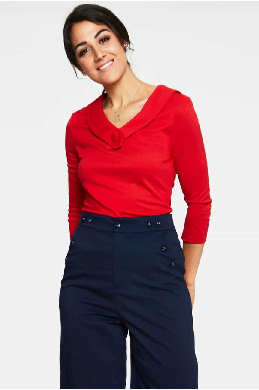 Haut rouge manches 3/4