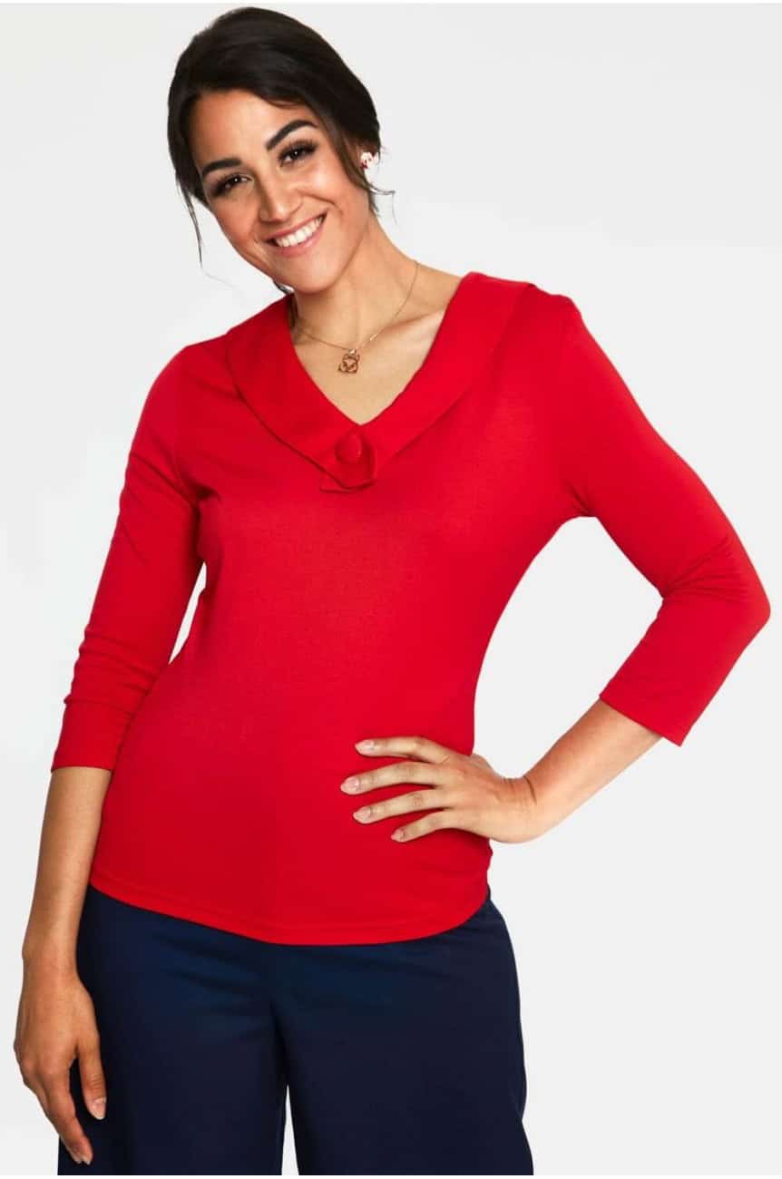 Haut rouge manches 3/4