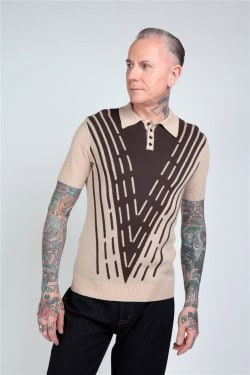 Polo rétro homme beige et marron