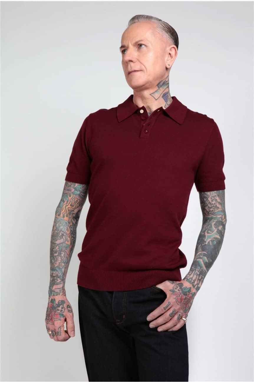 Polo tricot bordeaux