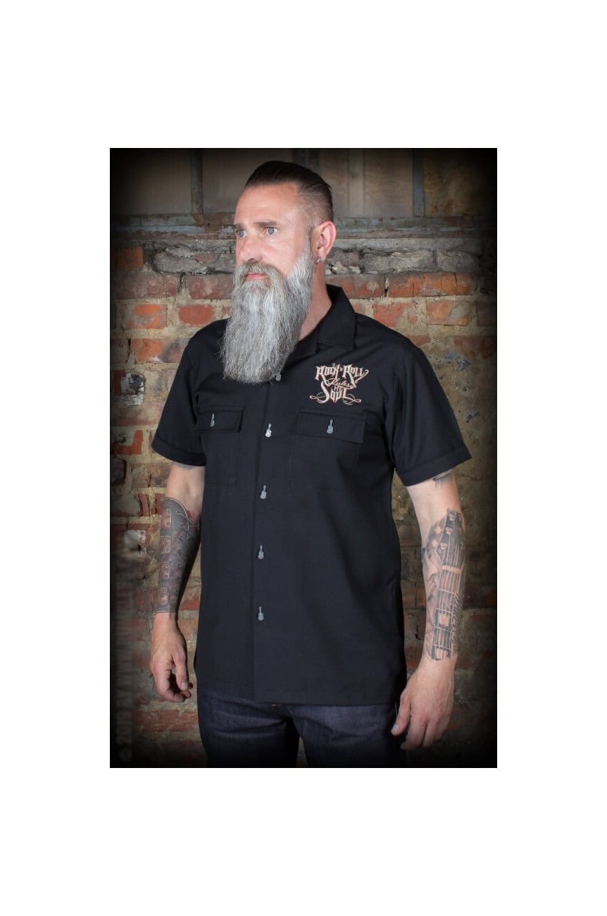 Chemise De Cowboy Rock & Roll - Gris Perle, Snap, Motifs Crâne De Vache Et Cactus