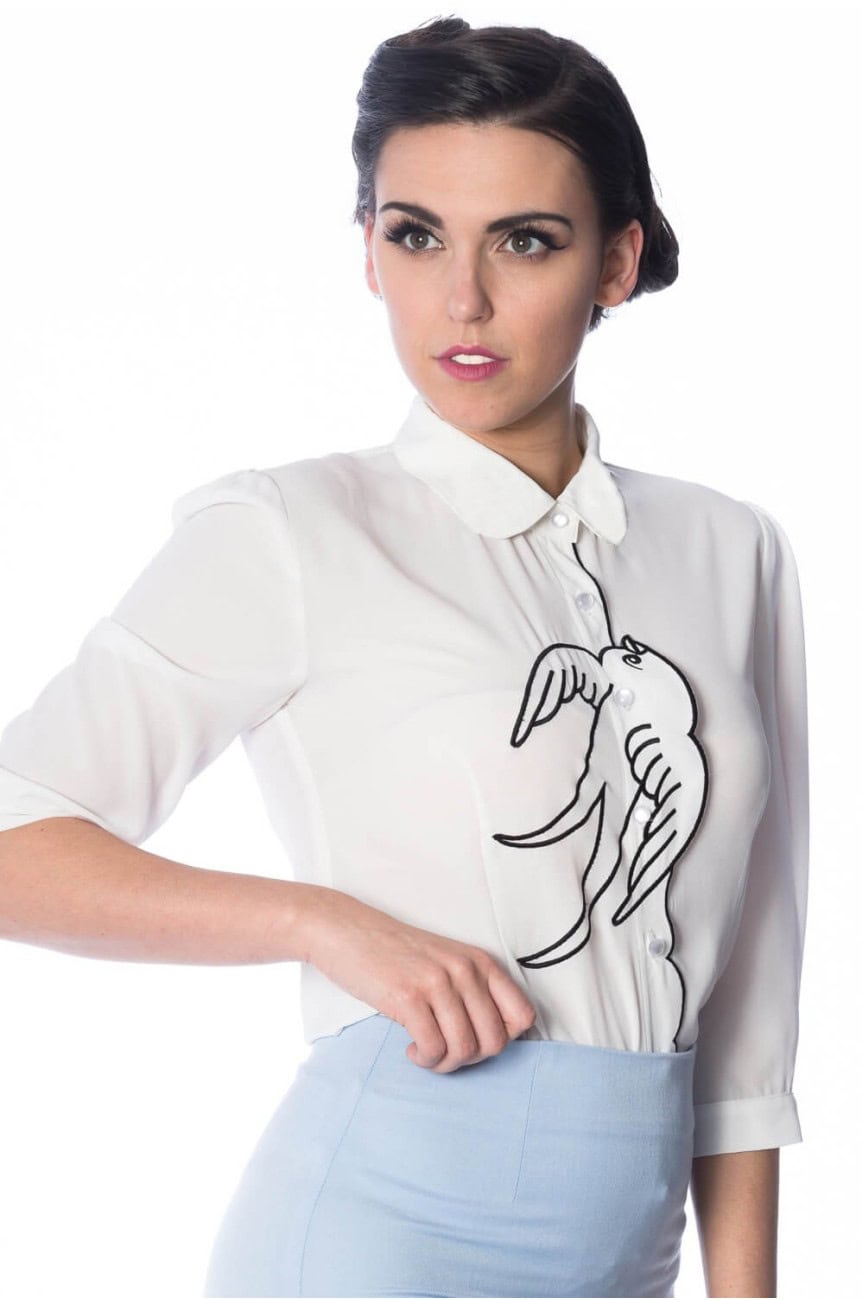 Chemise blanche brodée